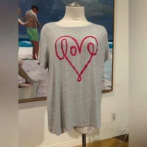 EV1 Gray and Pink Heart T-Shirt, Sz XXL
